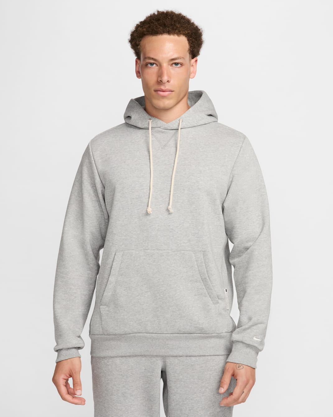 Nike Standard Issue Men's Dri-FIT Pullover Basketball Hoodie - Dark Grey Heather/Pale Ivory