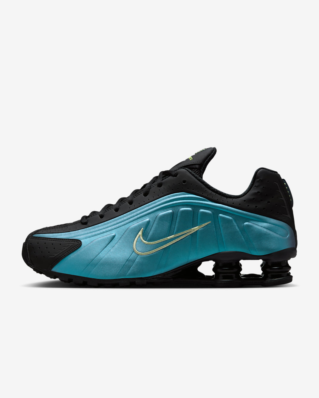 Tenis para hombre Nike Shox R4 - Zafiro/Punta de Lápiz/Negro/Lima líquida claro