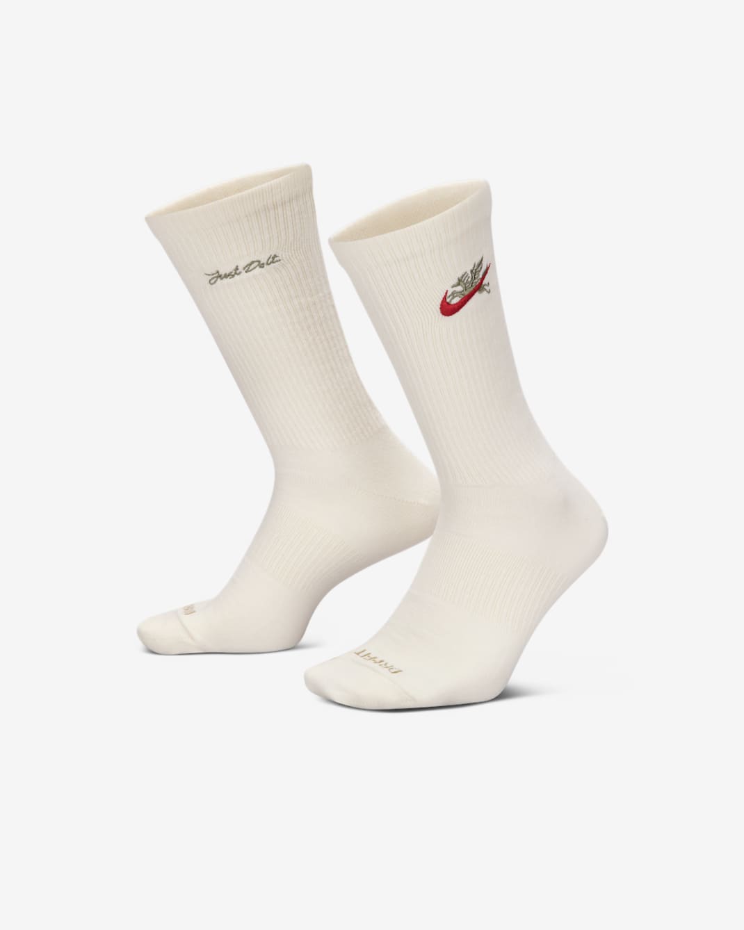 Nike Everyday Plus Lightweight Crew Socks (1 Pair) - Sail/Neutral Olive/Team Crimson