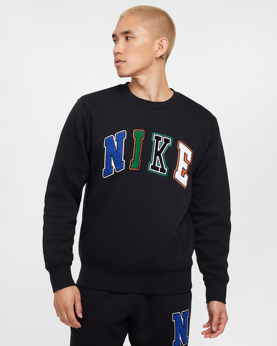 나이키 클럽 남성 크루 - 블랙/화이트