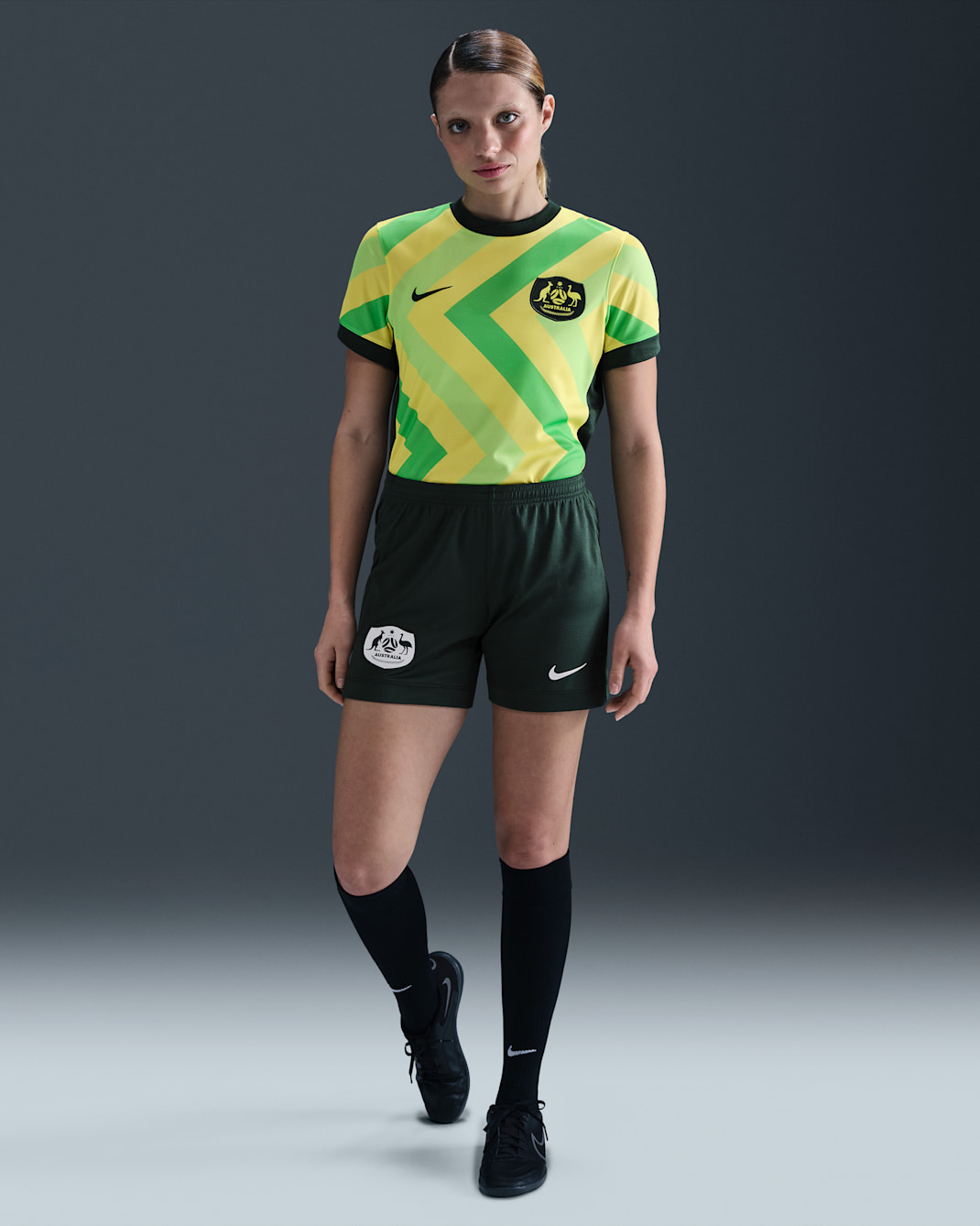 Australia 2025 Stadium Women's Nike Dri-FIT Football Primary Replica Shorts - Pro Green/White