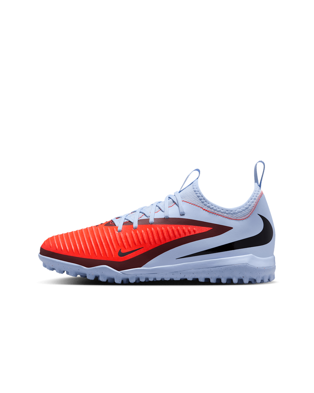 Tacos de fútbol para pasto sintético (turf) para niños grandes Nike Jr. Phantom 6 Low Academy - Tinte royal/Negro/Carmesí brillante
