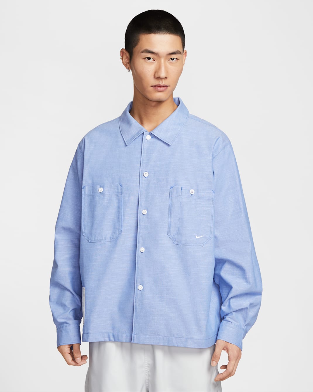Nike Life Men's Chambray Long-Sleeve Painter's Top - Comet Blue/White/White