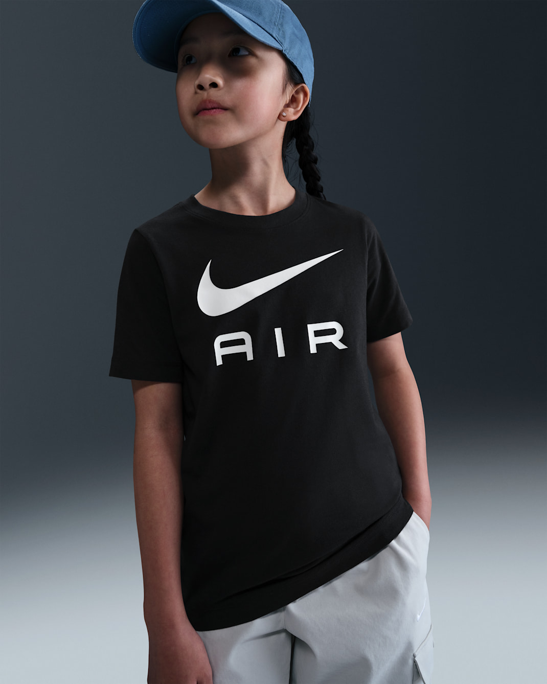 Playera para niños talla grande Nike Air - Negro