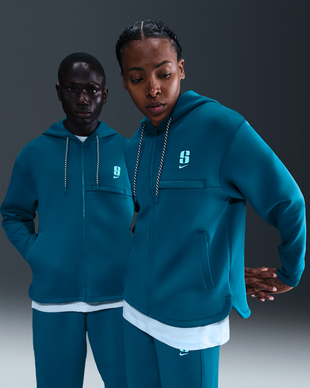Sabrina Dri-FIT Loose Full-Zip Basketball Hoodie - Blue Force/Glacier Blue/Glacier Blue