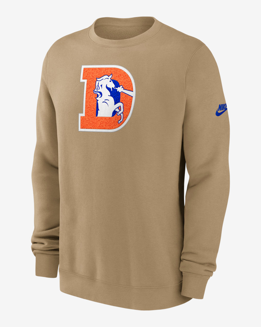 Denver Broncos Swing Pass Rewind Club Men's Nike NFL Pullover Crew - Tan/Beige