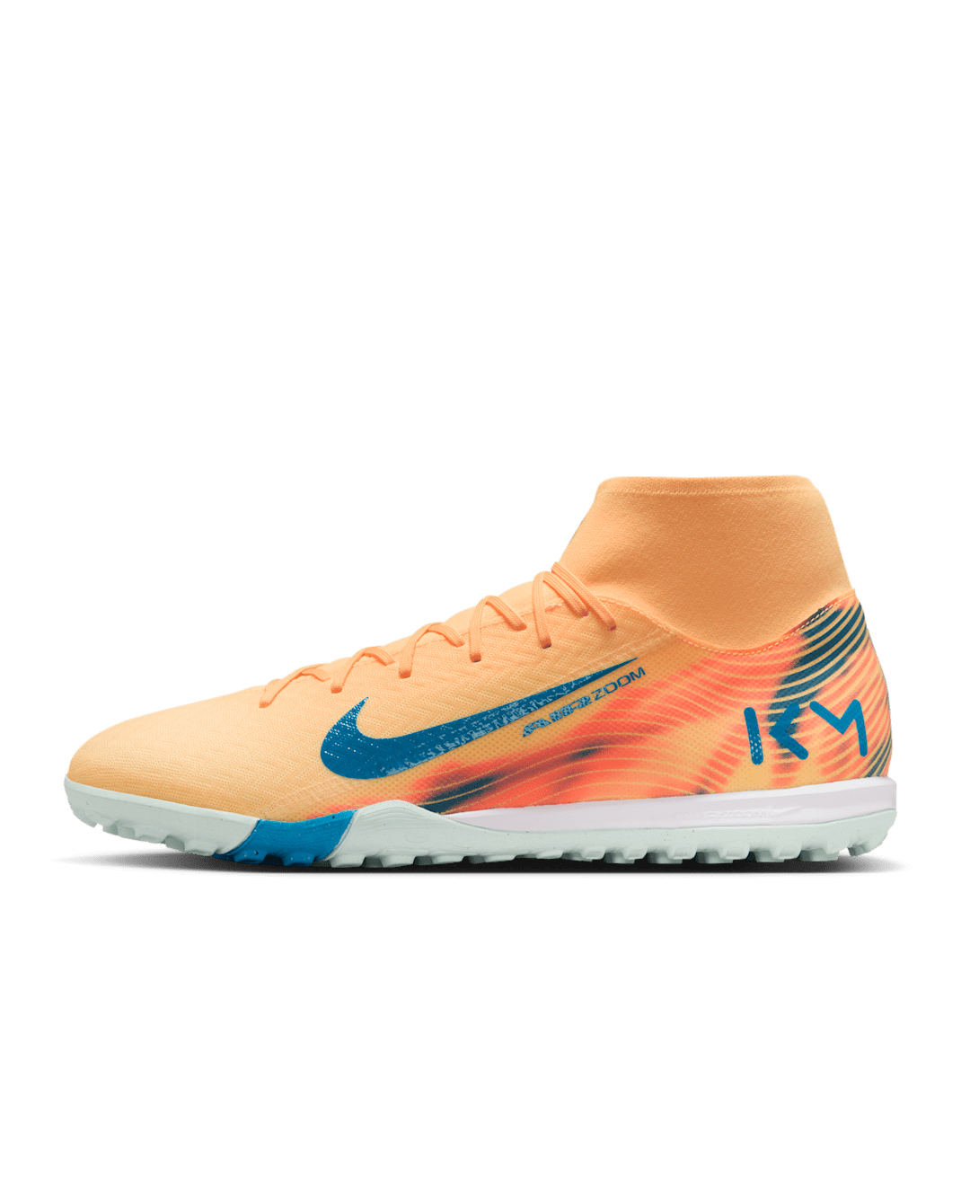 Nike Mercurial Superfly 10 Academy "Kylian Mbappé" 人工短草草皮高筒足球鞋 - Melon Tint/Igloo/Neo Turquoise