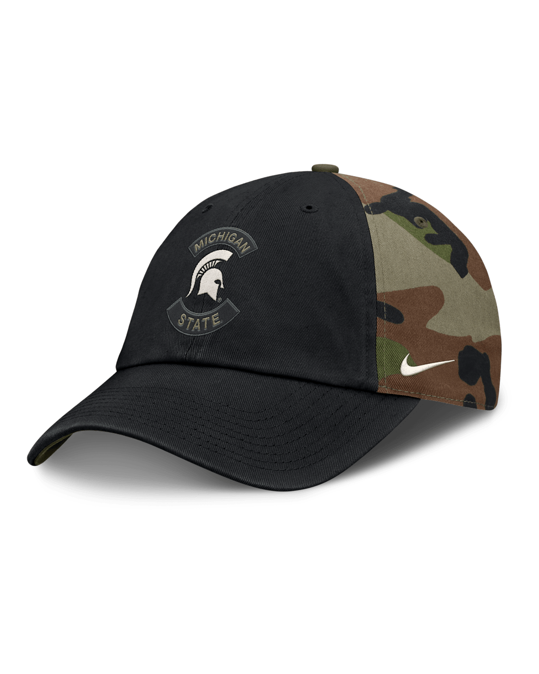 Gorra universitaria ajustable Nike para hombre Michigan State 2025 Military Appreciation Club - Verde camuflaje