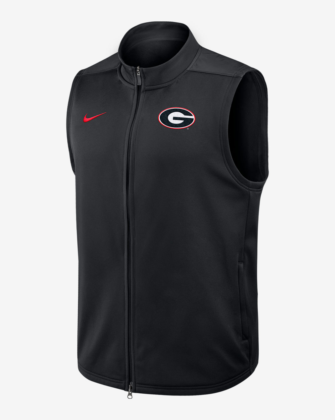 Chaleco universitario Nike Therma-FIT de cierre completo para hombre Georgia Victory - Negro