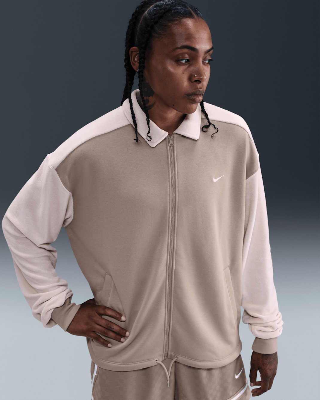 Nike Women's Basketball Full-Zip Top - Malt/Silt Red/Malt/White