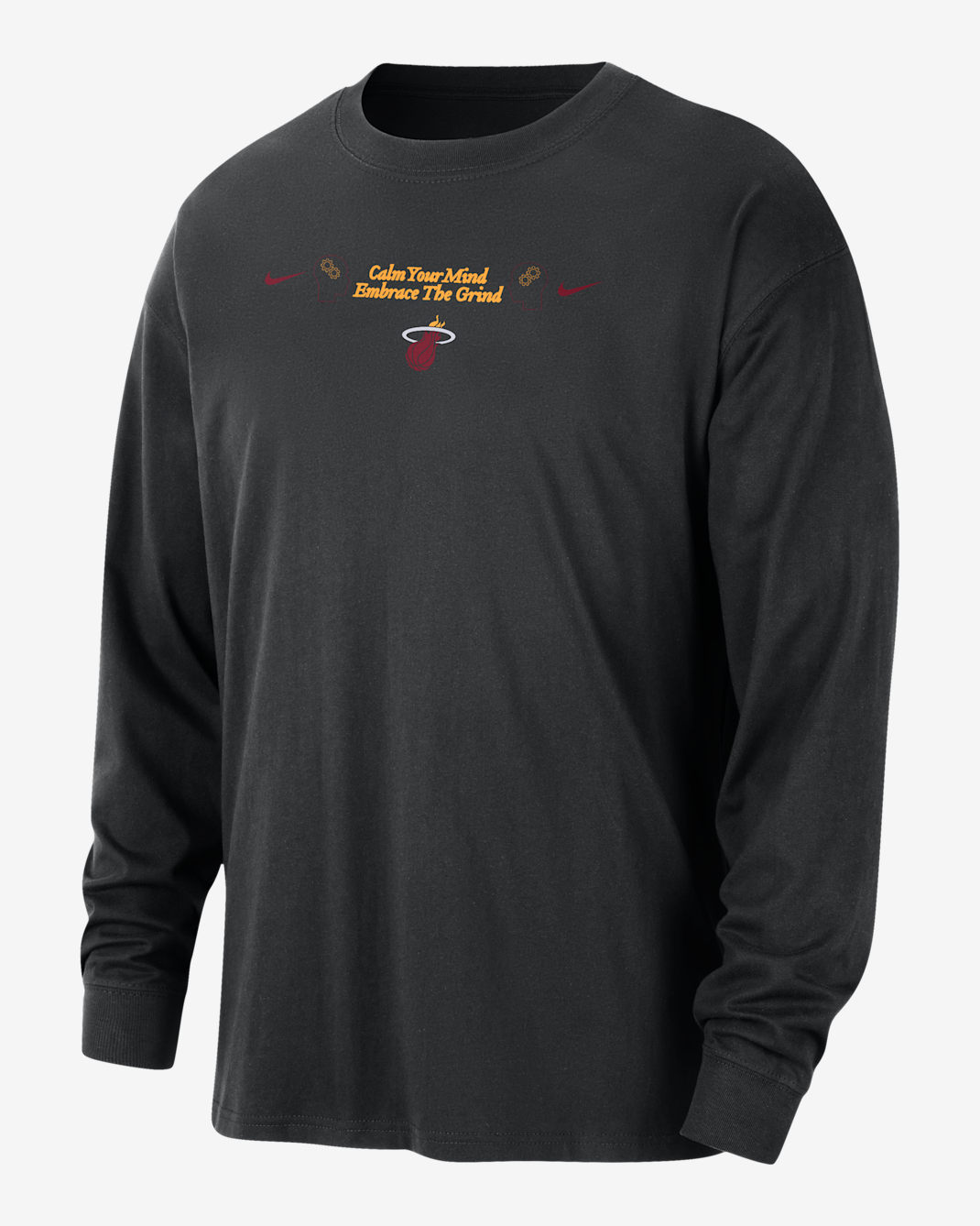 Playera de manga larga Nike de la NBA Max90 para hombre Miami Heat Courtside - Negro