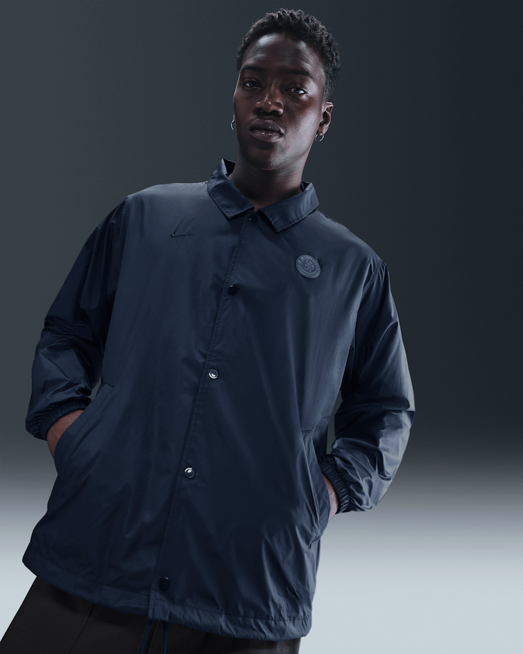 Chelsea F.C. Club Men's Nike Football Coaches' Jacket - Obsidian/Obsidian