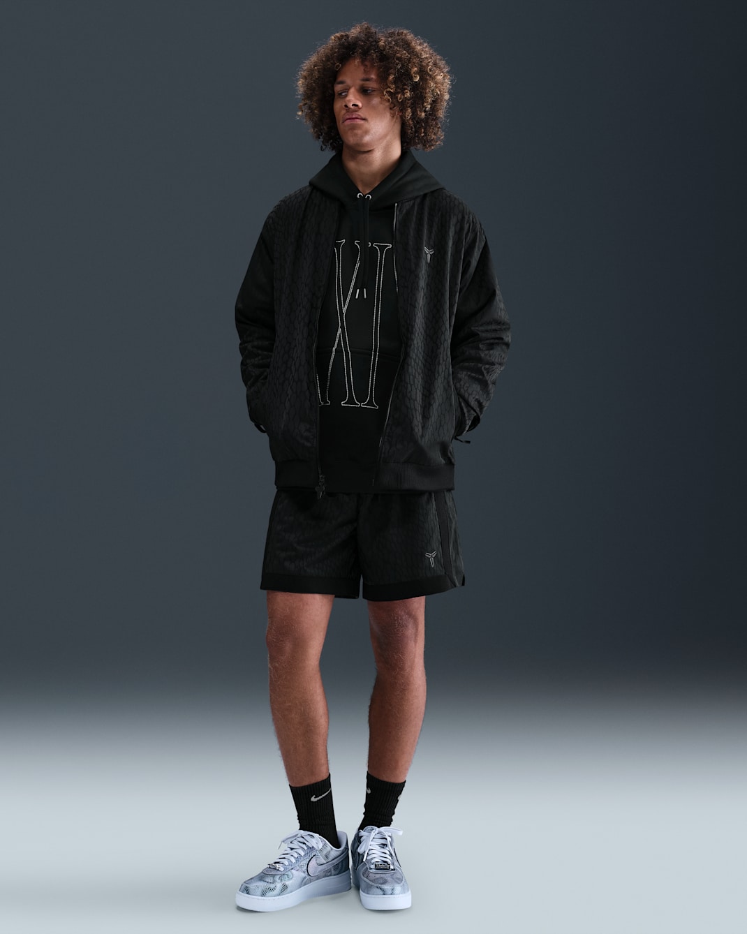 Shorts de básquetbol de 18 cm para hombre Kobe - Negro/Ceniza medio