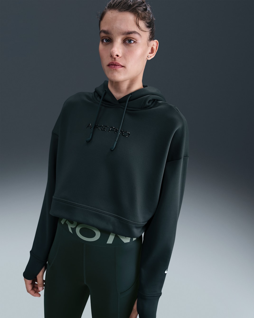 Nike Pro Women's Therma-FIT Fleece Hoodie - Seaweed/White