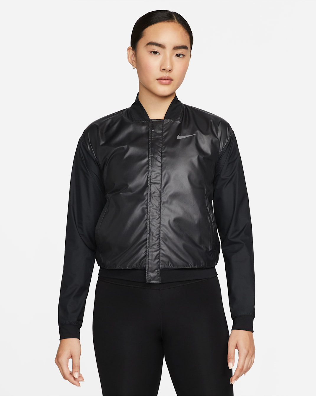 Nike Swoosh Run Women's Running Jacket - Black/White