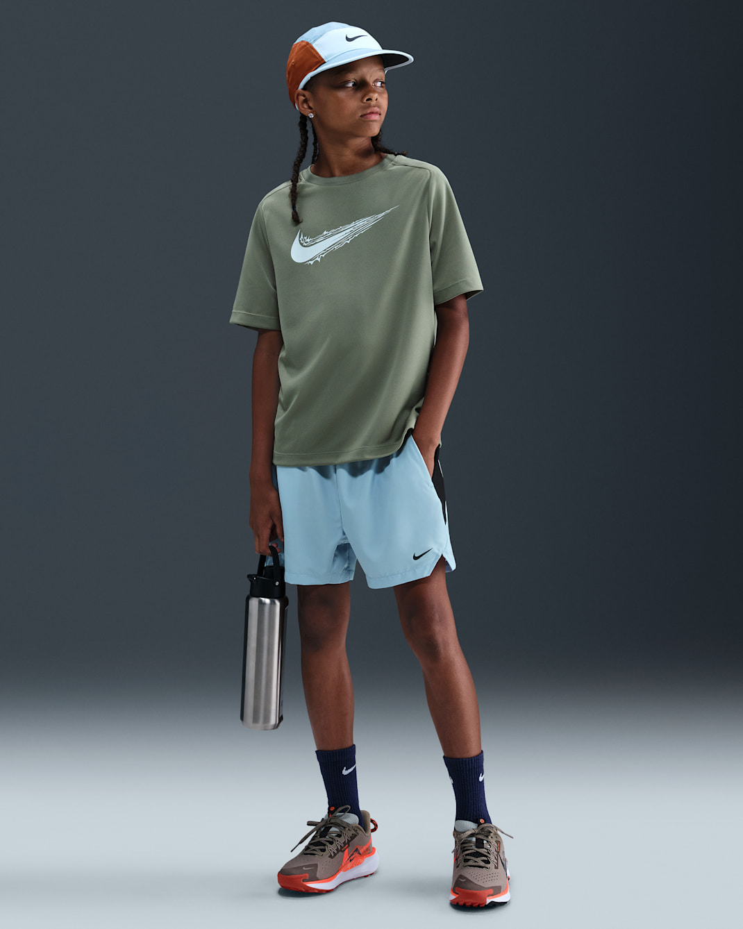 Nike Multi Tech Older Kids' Dri-FIT Woven Shorts - Light Armoury Blue/Black