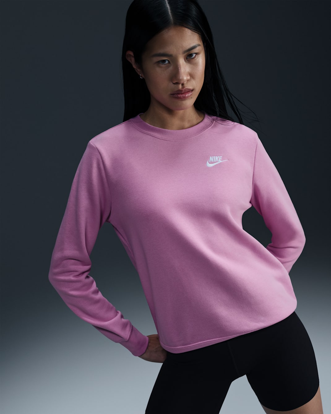 ナイキ スポーツウェア クラブ フリース ウィメンズ クルーネック スウェットシャツ - ビヨンドピンク/ホワイト