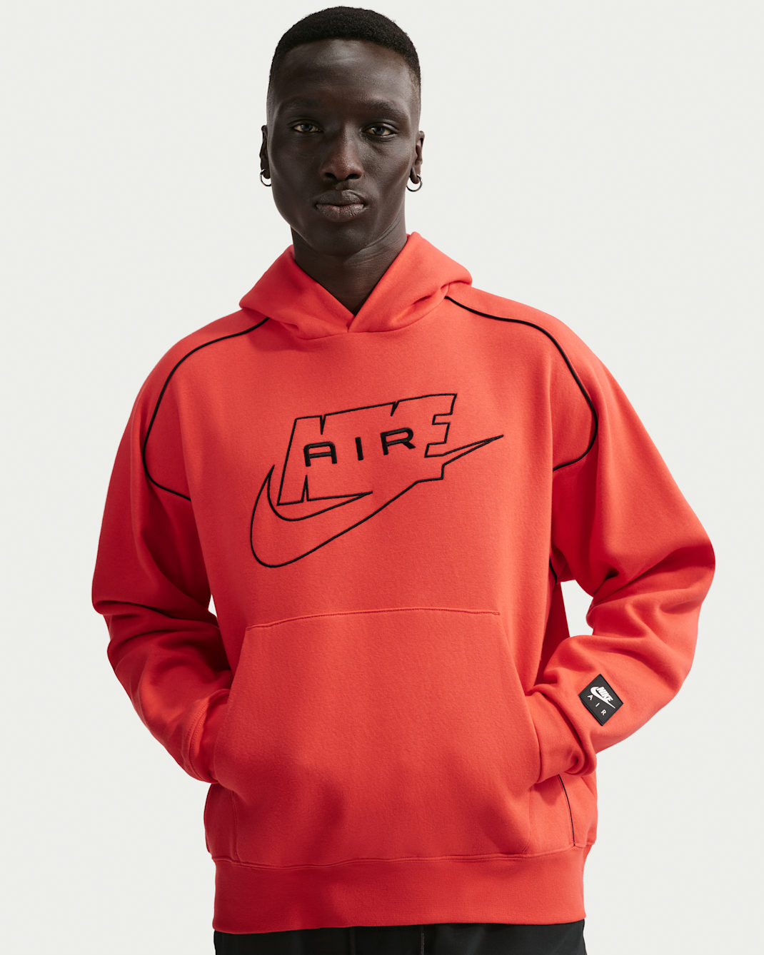 Nike Air Men's Fleece Pullover Hoodie - Light Crimson/Black/Black