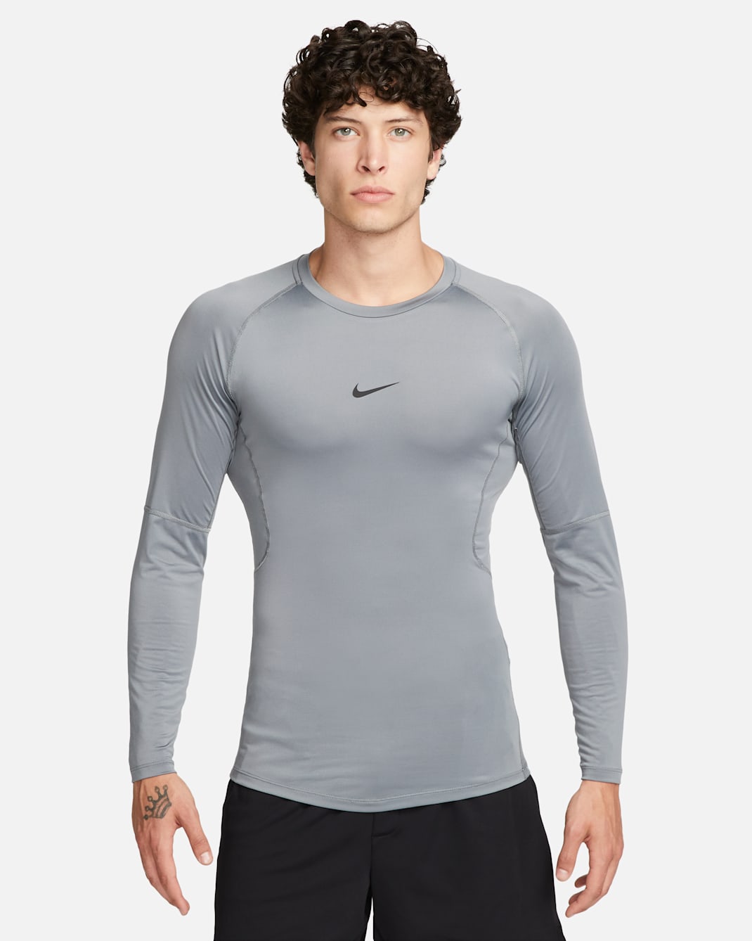 Nike Pro Men's Dri-FIT Tight Long-Sleeve Fitness Top - Smoke Grey/Black