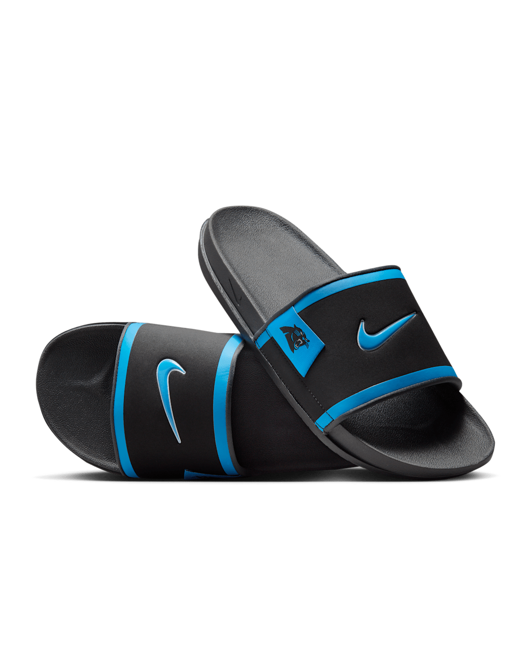 Nike Offcourt (Carolina Panthers) Offcourt Slides - Black/Dark Smoke Grey/Neptune Blue
