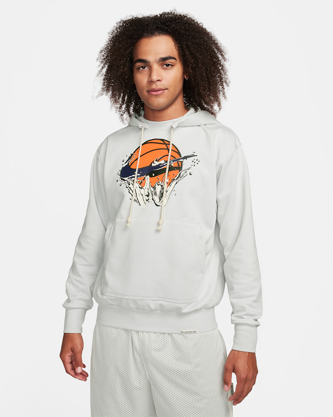 Nike Dri-FIT Standard Issue Men's Pullover Basketball Hoodie - Photon Dust/Purple Ink