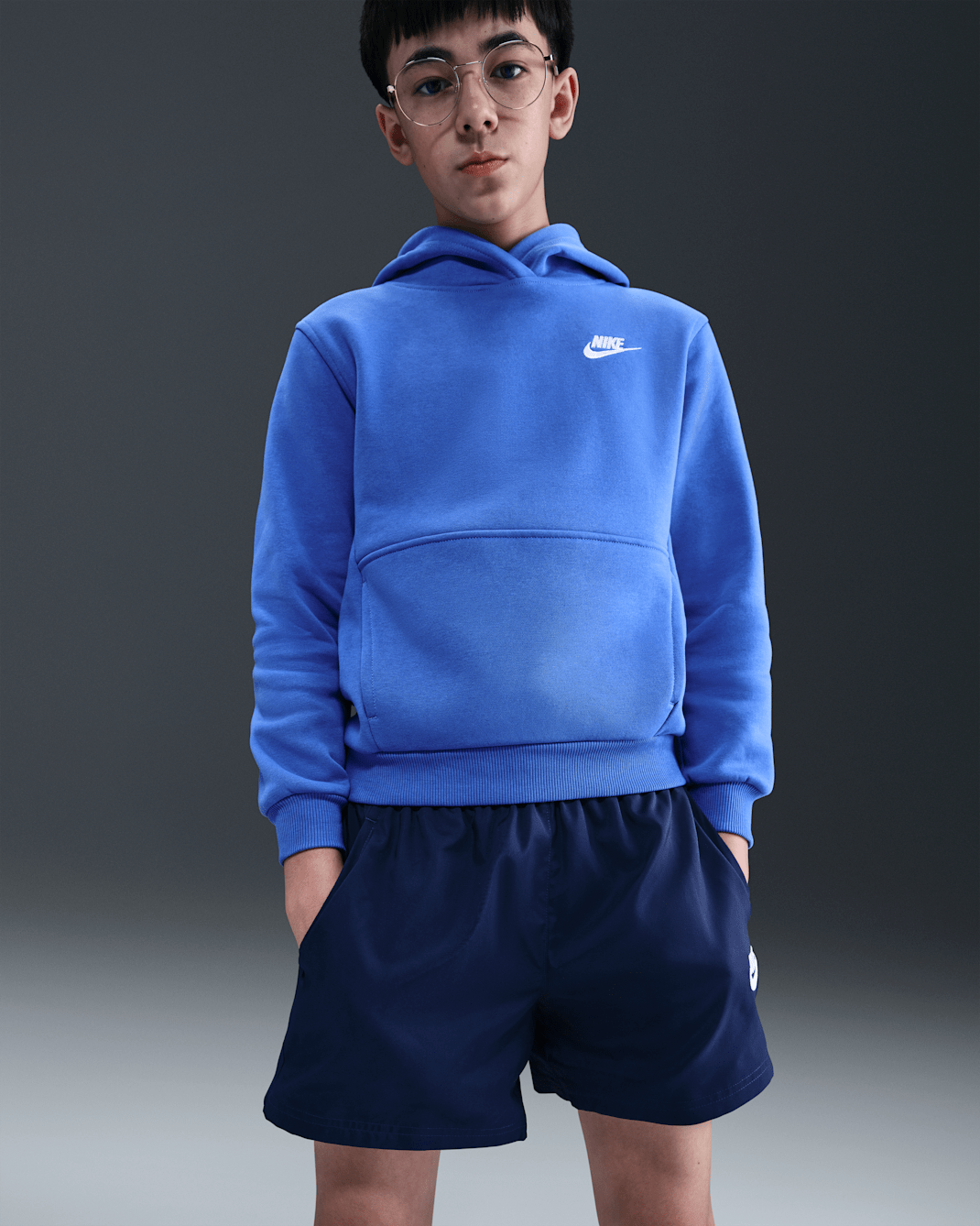 Nike Sportswear Club Fleece Older Kids' Pullover Hoodie - Comet Blue/White