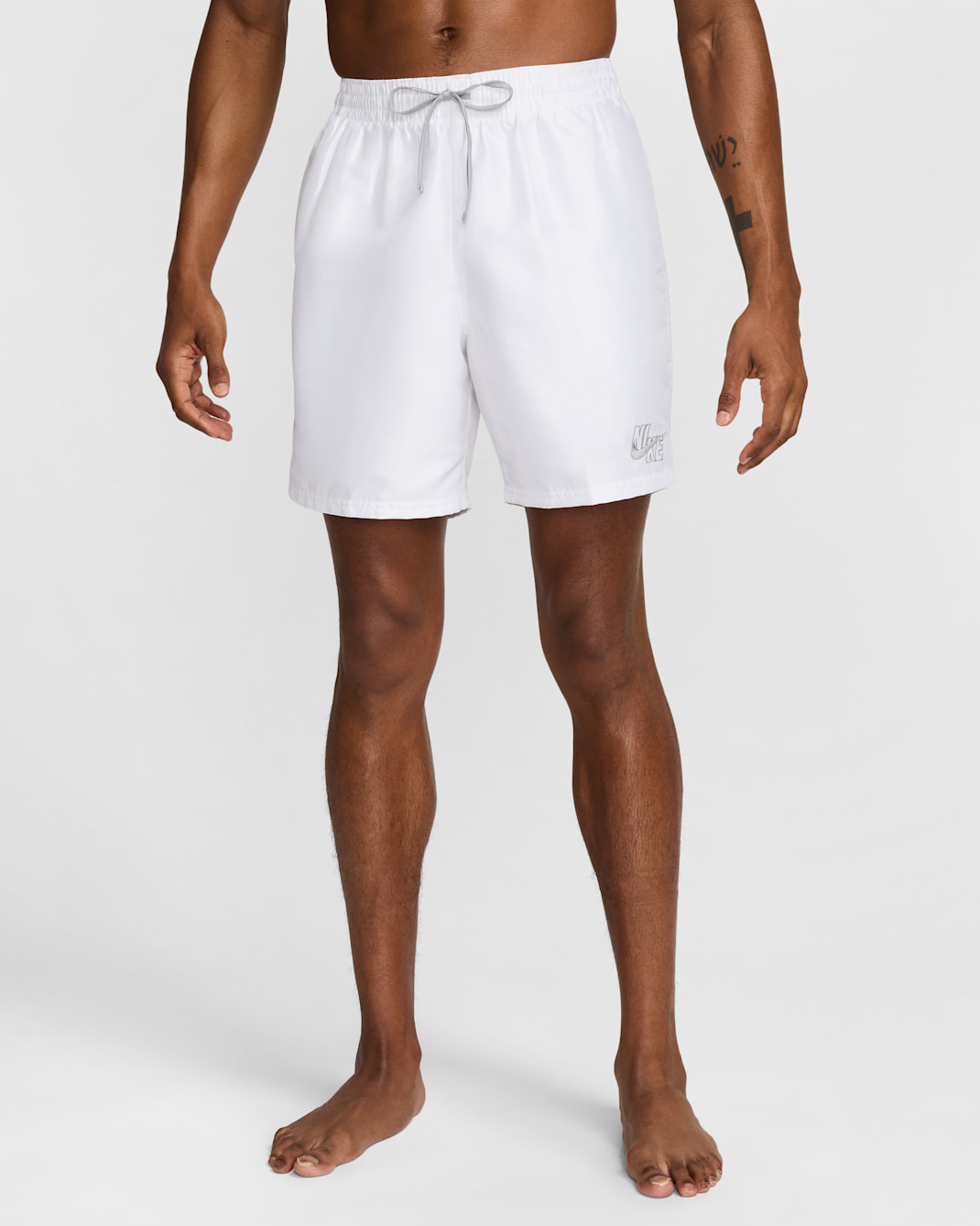 Shorts de vóleibol de 18 cm para hombre Nike Swim Essential Logo Lap - Blanco/Gris humo claro