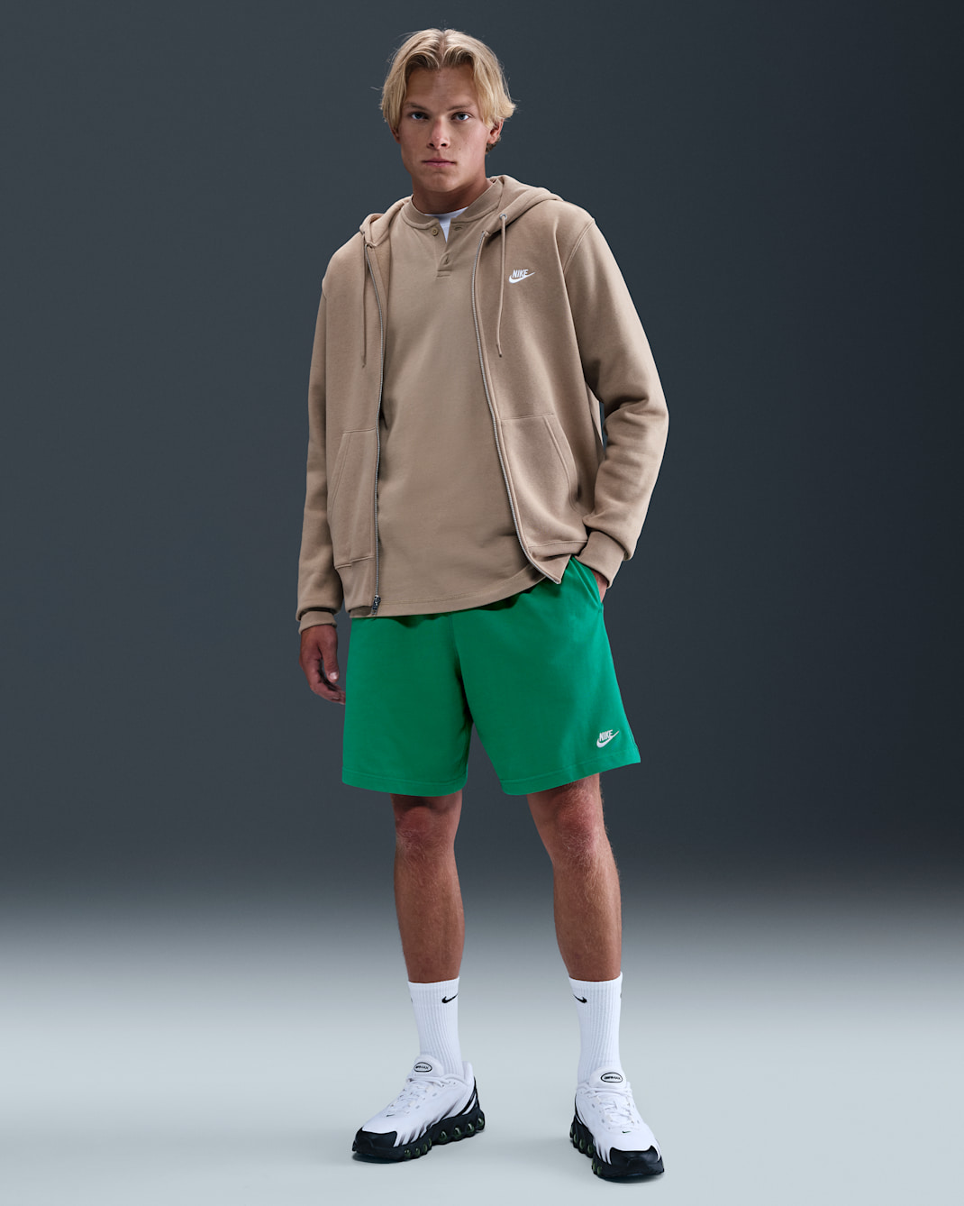 Short en maille Nike Club pour homme - Stadium Green/Blanc