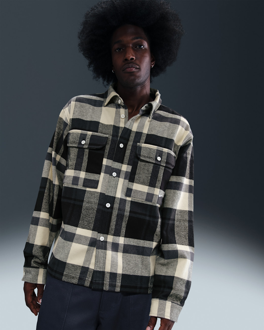 Camisa safari para hombre Nike Life - Antracita/Negro/Caqui claro/Blanco