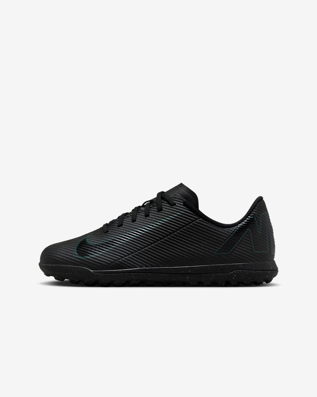 Tacos de fútbol para pasto sintético (turf) de corte low para niños de preescolar y grandes Nike Jr. Mercurial Vapor 16 Club - Negro/Jungla intenso/Negro