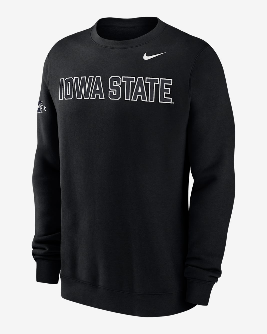 Iowa State Club Fleece Men's Nike College Crew-Neck Sweatshirt - Black