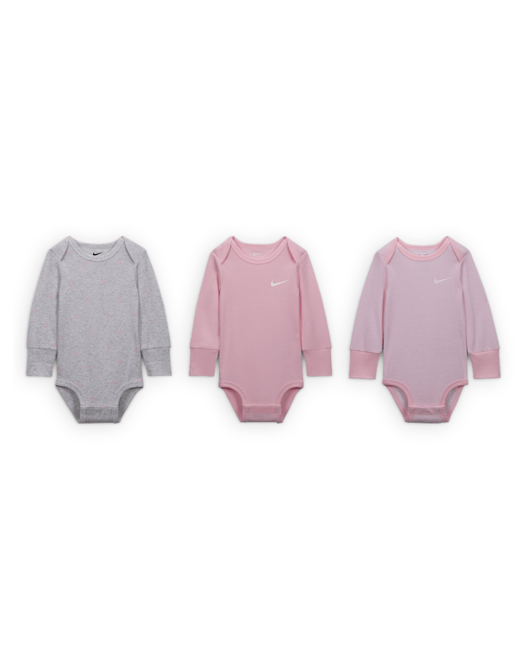 Nike Baby Essentials Baby Long-Sleeve Bodysuits (3 Pack) - Birch Heather