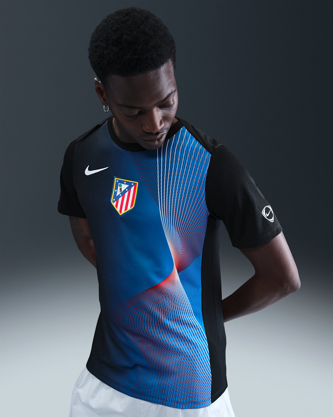 3e haut de foot d'avant-match Nike Dri-FIT Total 90 Atlético Madrid Academy Pro pour homme - Noir/Blanc/Blanc