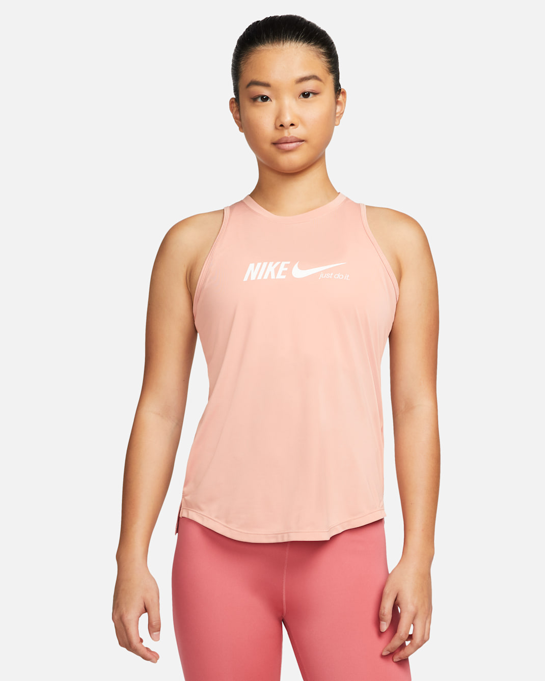 Nike Dri-FIT One 女款圖樣訓練背心 - Rose Whisper/白色