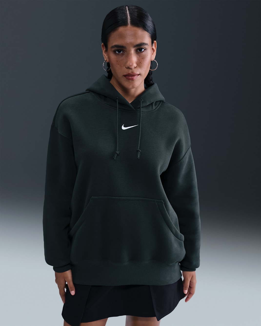 Huvtröja Nike Sportswear Phoenix Fleece i oversize-modell för kvinnor - Seaweed/Sail