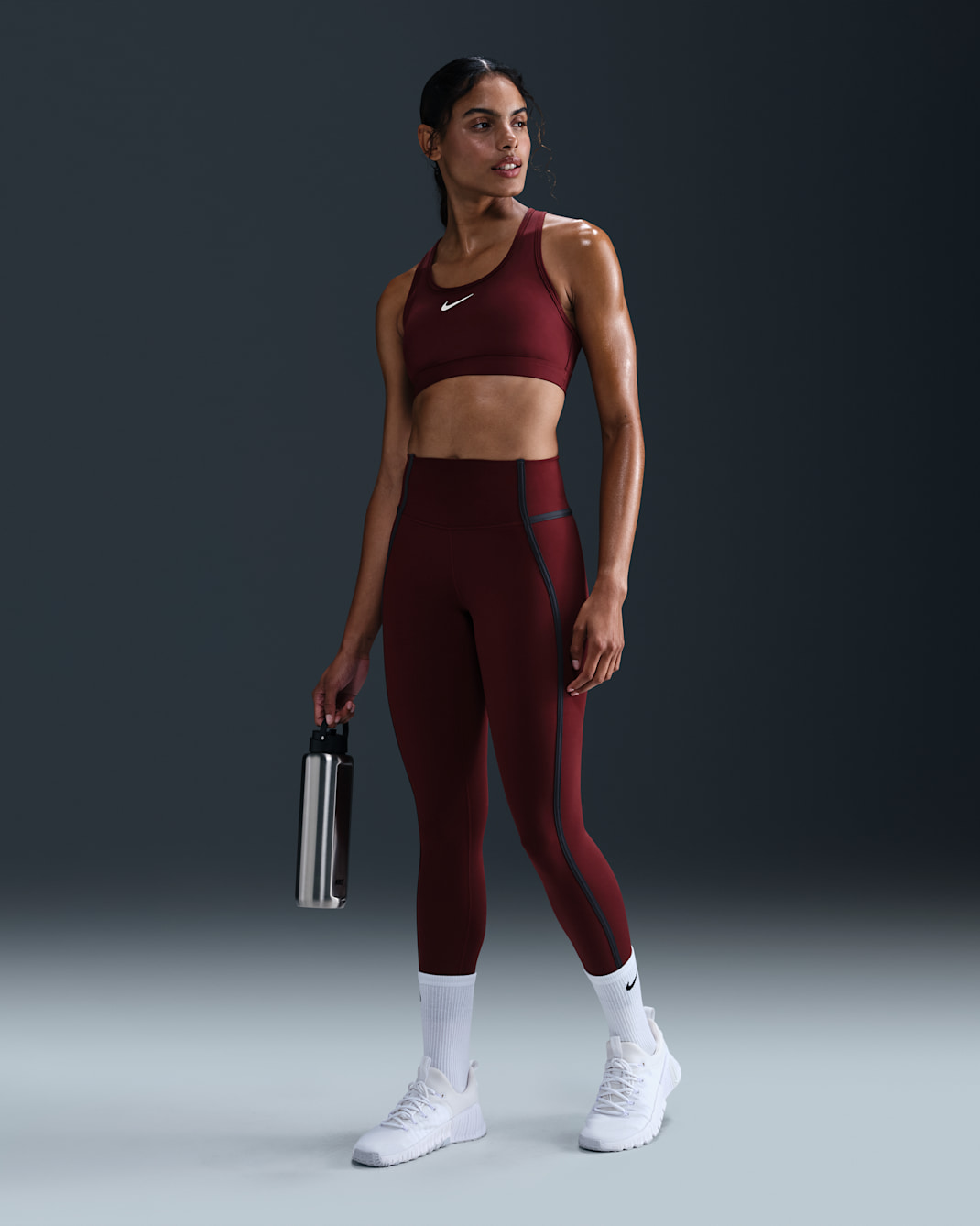 Nike One Women's High-Waisted 7/8 Leggings - Dark Team Red/Armory Navy/Black