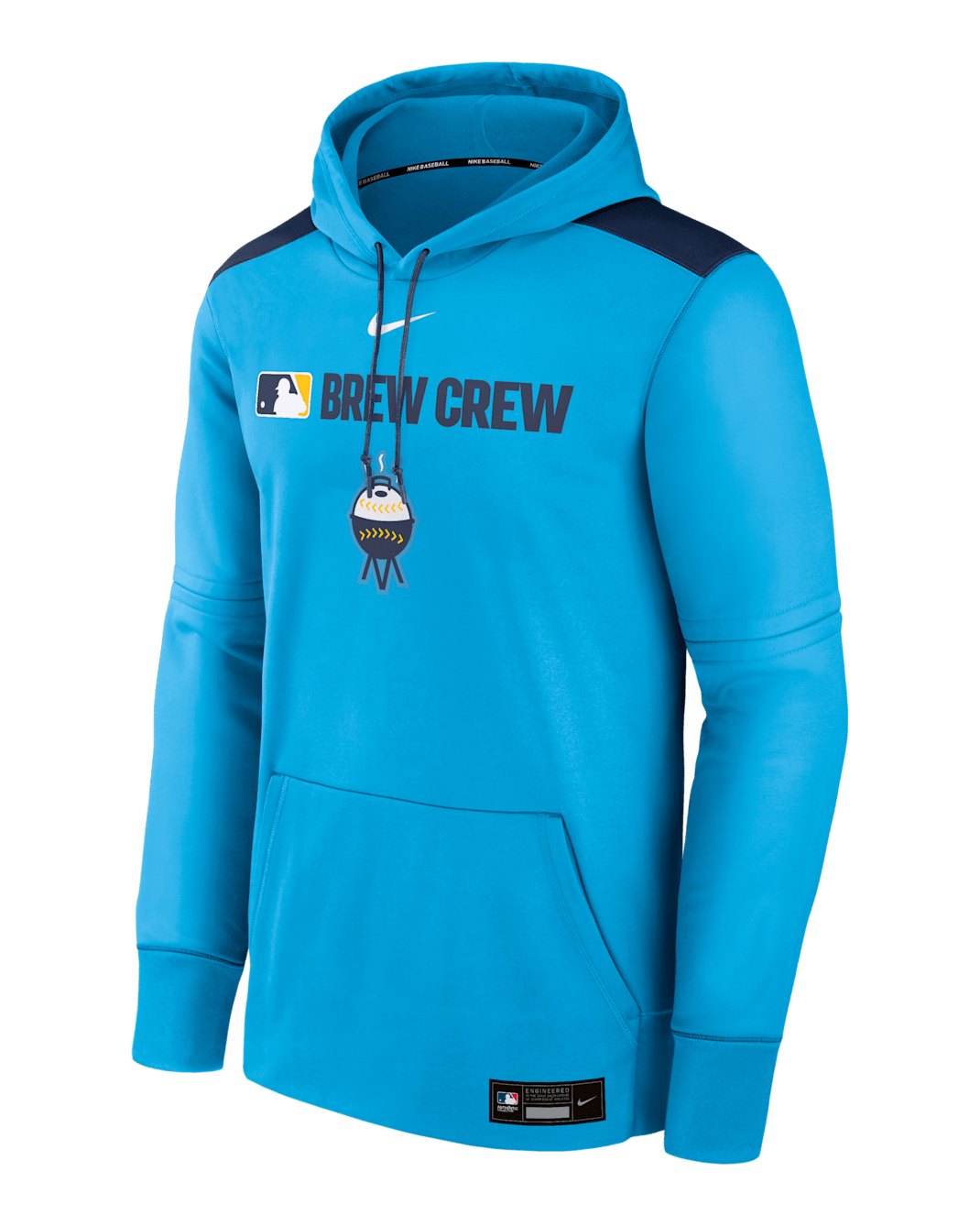 Sudadera con gorro sin cierre Nike Therma de la MLB para hombre Milwaukee Brewers Authentic Collection City Connect - Azul
