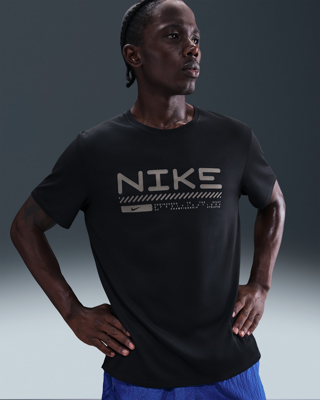 Camisola de running Nike Miler de manga curta preparada para o inverno para homem - Preto