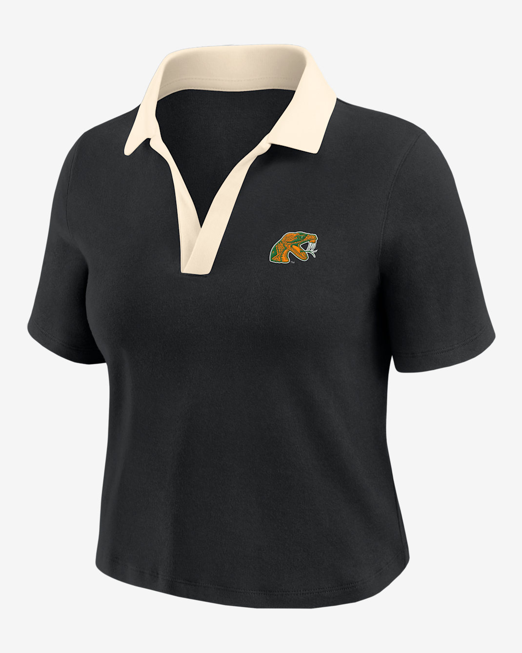 Polo de manga corta top cropped para mujer Nike College (Florida A&M University) - Negro