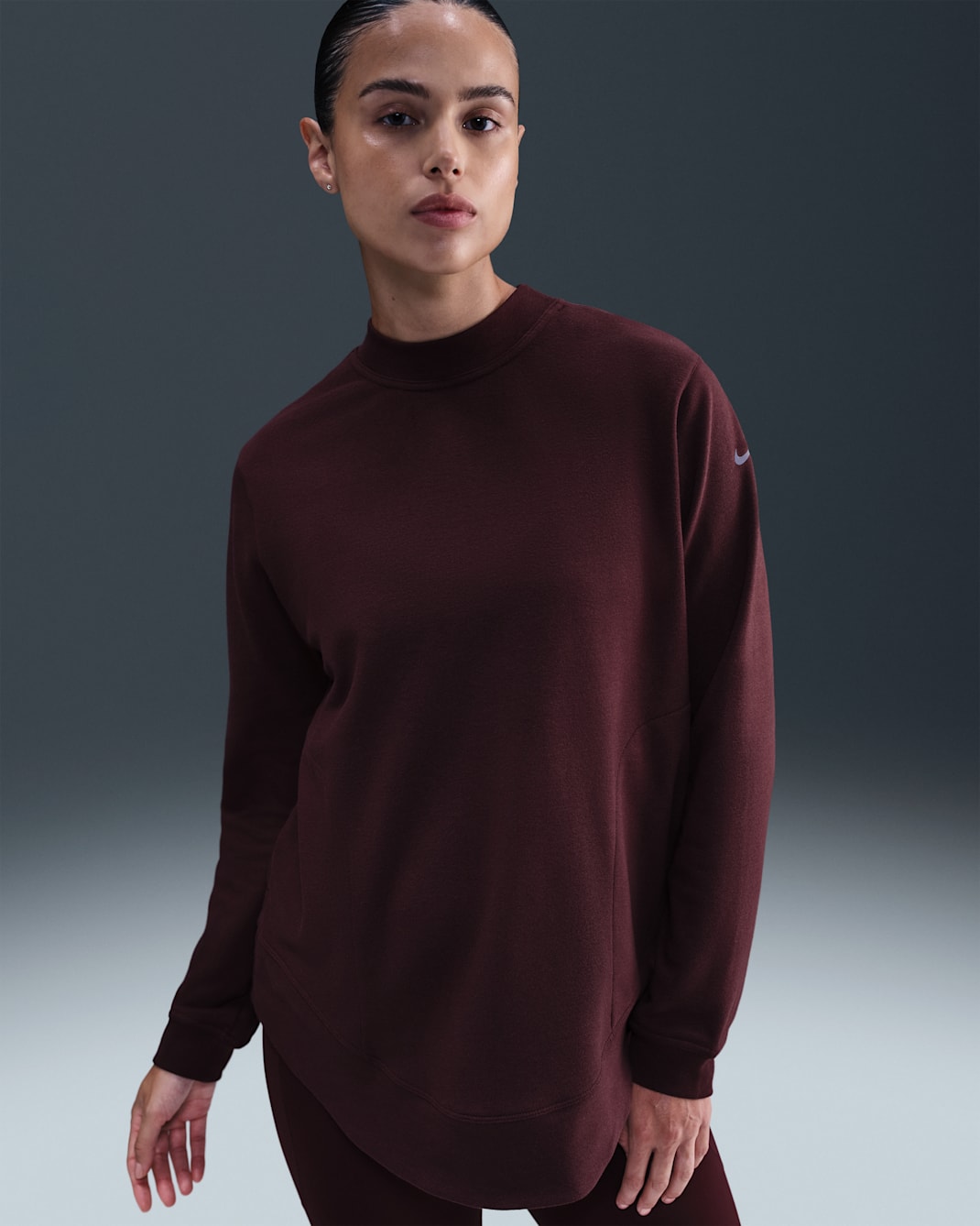 Nike (M) One Women's Reversible French Terry Sweatshirt Top (Maternity) - Burgundy Crush