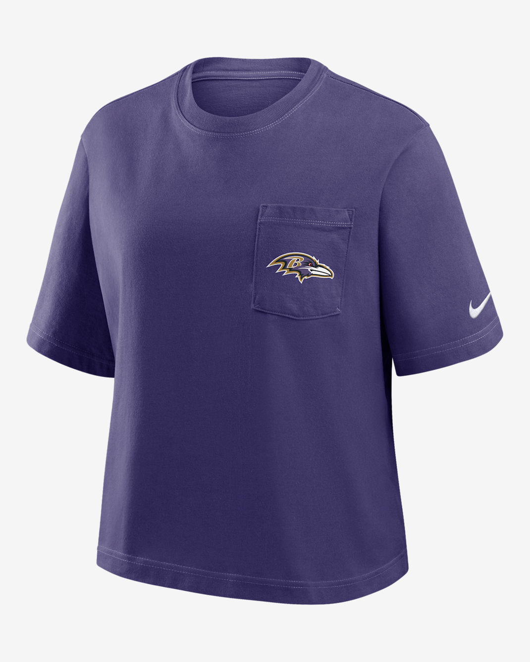 Baltimore Ravens Rewind Pocket Boxy Women's Nike NFL T-Shirt - Purple