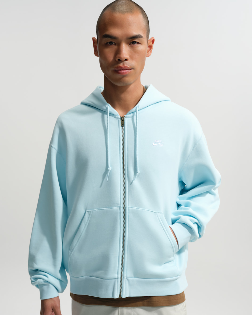 Nike SB Full-Zip Fleece Skate Hoodie - Glacier Blue/White