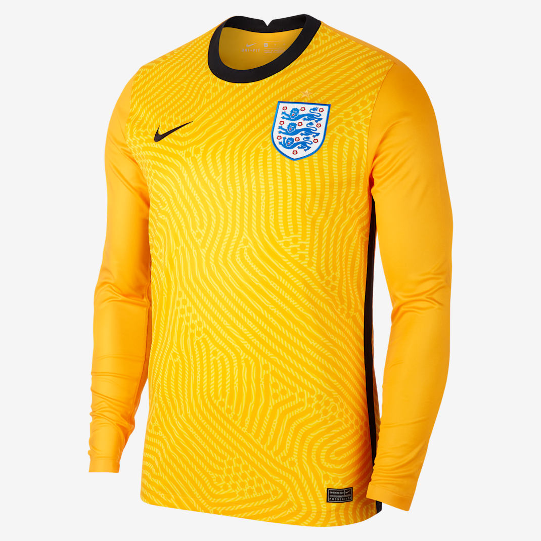England 2020 Stadium Goalkeeper Men's Soccer Jersey - Tour Yellow/University Gold/Black