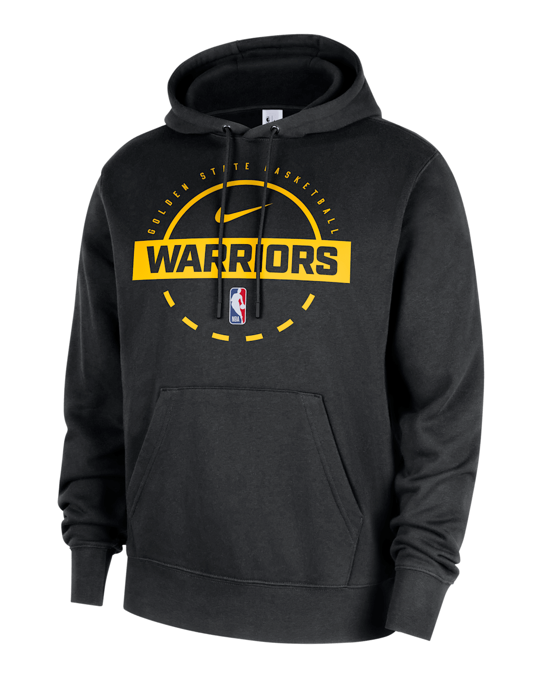 Golden State Warriors Club Men's Nike NBA Practice Pullover Hoodie - Black/Amarillo