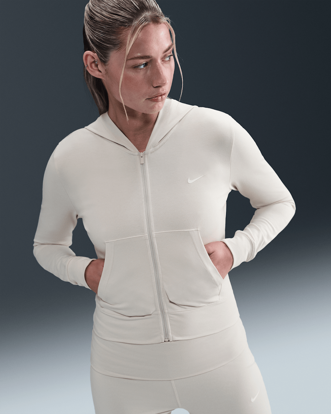 Nike Sportswear Women's Full-Zip Hooded Long-Sleeve Top - Light Orewood Brown/Sail