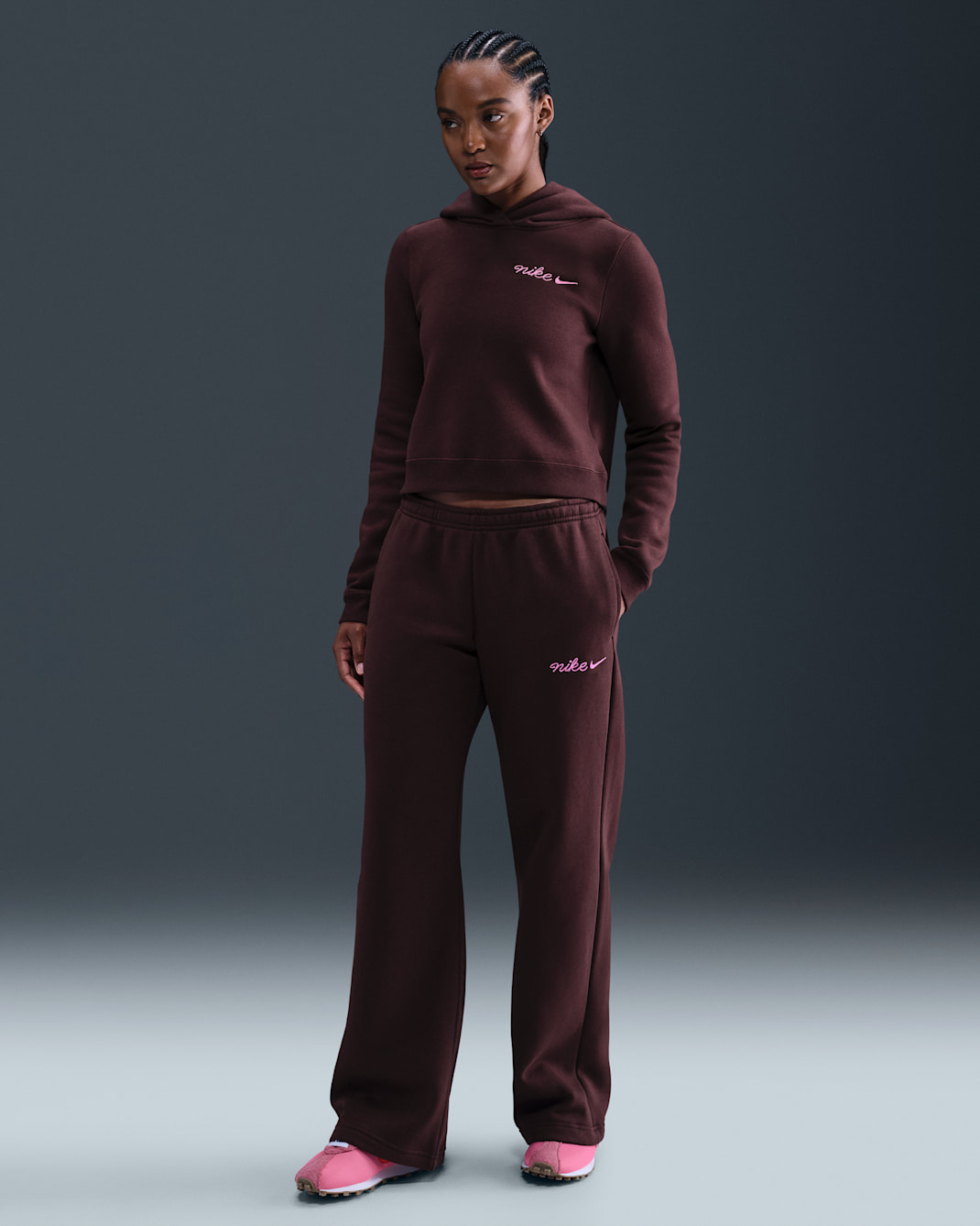 Pantalones deportivos de pierna recta para mujer Nike Sportswear Phoenix Fleece - Burdeos enérgico