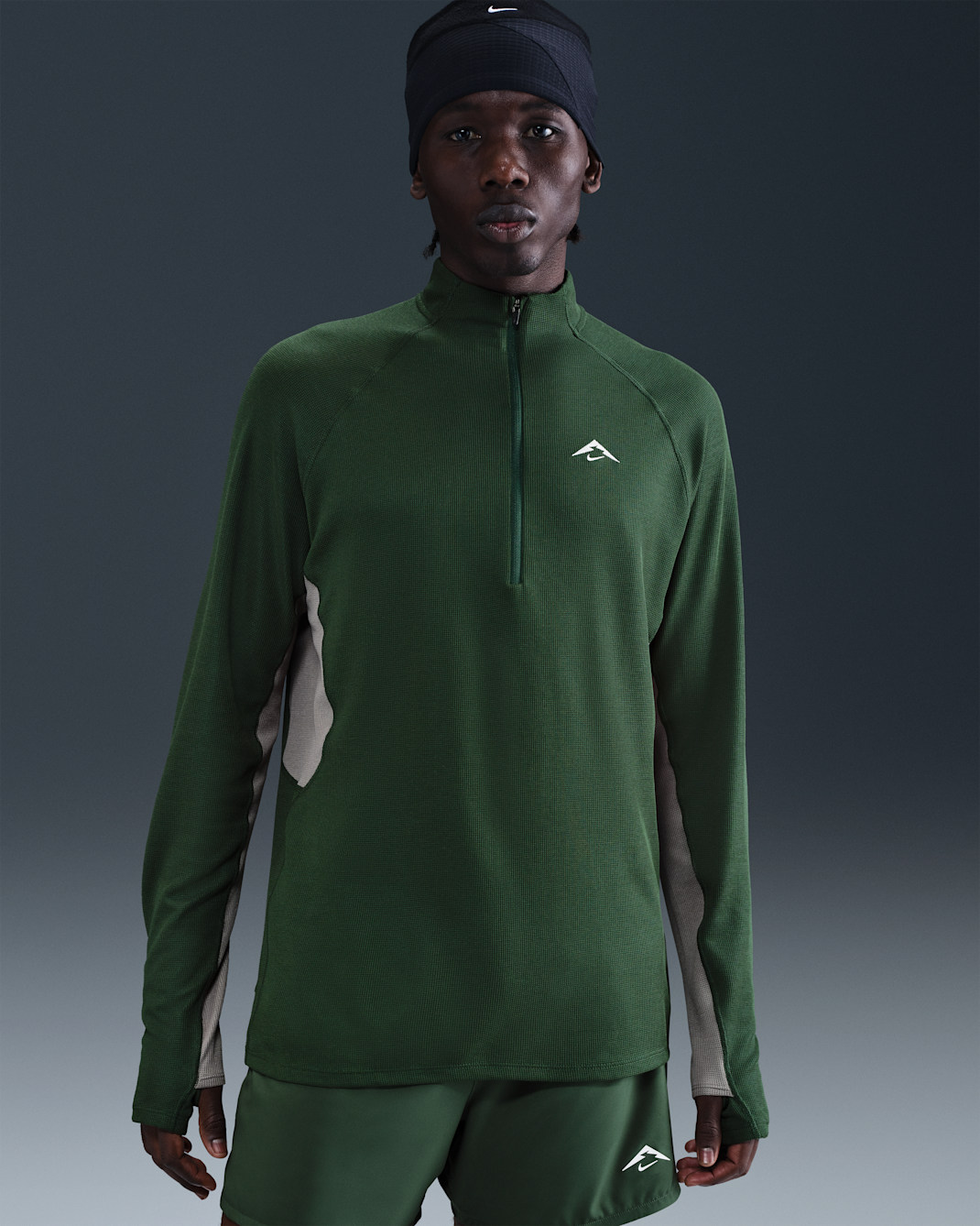 Nike Trail Men's Dri-FIT 1/2-Zip Mid Layer Top - Fir/Clay Green/Summit White