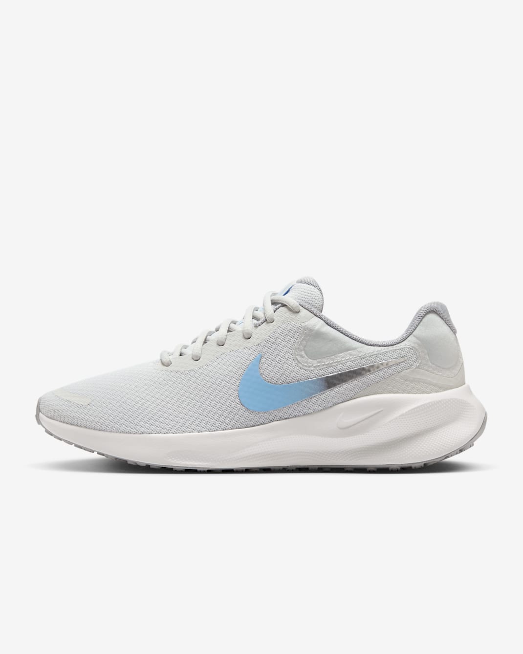 Nike Revolution 7 Tenis de correr en pavimento para mujer - Polvo fotón/Azul psíquico/Blanco cumbre/Peltre metalizado
