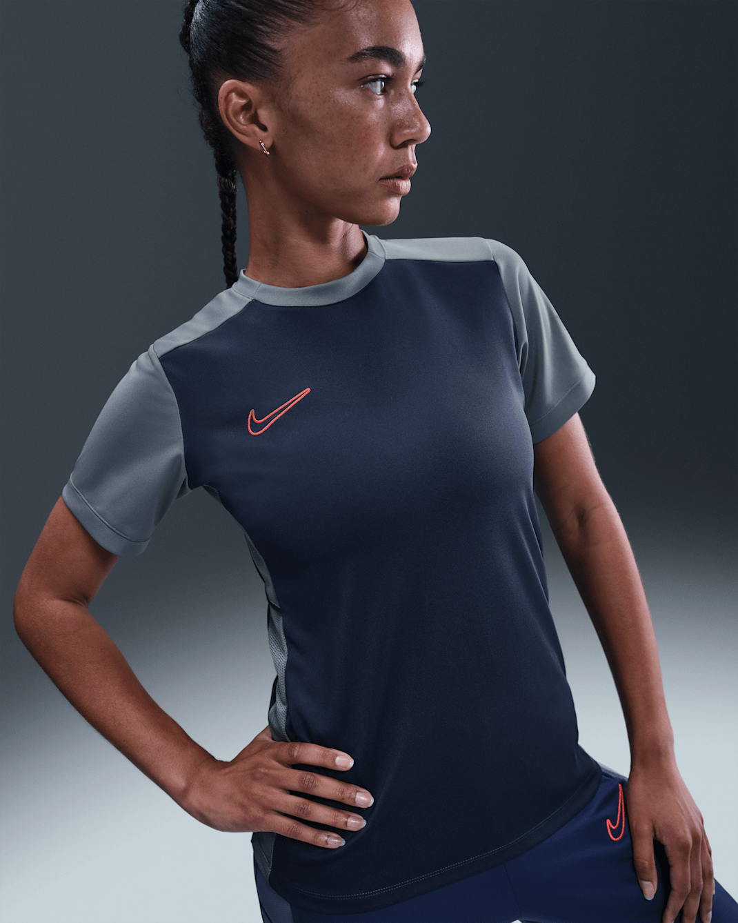 Nike Academy Women's Dri-FIT Football Top - Thunder Blue/Cool Grey/Bright Crimson