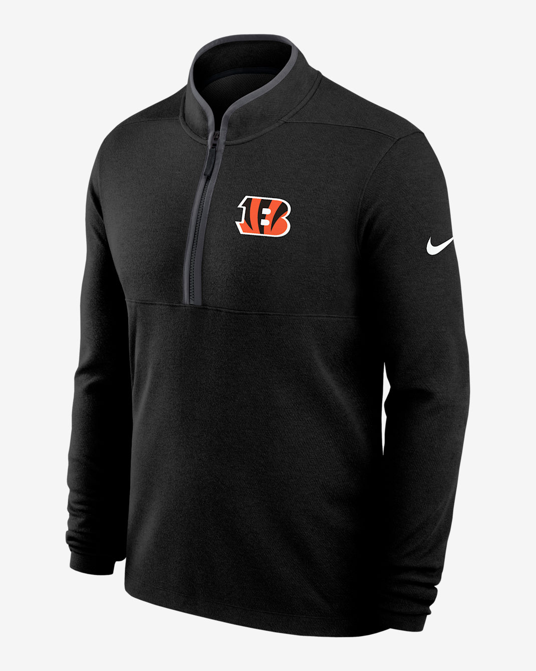 Playera de manga larga Nike Dri-FIT de la NFL de medio cierre para hombre Cincinnati Bengals Logo Victory - Negro